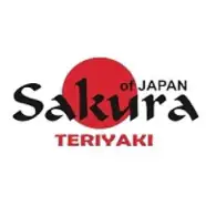 Sakura of Japan Teriyaki logo with red sun behind text